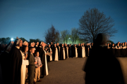 Easter Vigil: The sisters and guests gather near the holy fire.