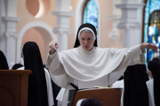 Easter Sunday: Sister Rosemary conducts the choir and instruments.