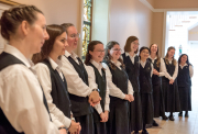 14-The postulants stand in the exonarthex before the ceremony begins during which time they will receive the holy habit of St. Dominic and officially begin their canonical novice year. This will be a time for studying more deeply the vows they will profess in two years.