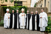 1-Bishop Talley, Sister Mary Rachel, Sister Lydia Marie, Bishop Spalding, Sister Maura Sheen, Sister Mary Laura, Mother Anna Grace, Father John Hammond