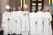 32-Bishop Spalding, Bishop Talley, Sister Mary Rachel and Mother Anna Grace join the sisters after Mass.