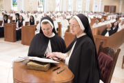Sister Aimee Marie professes her vows to Mother Anna Grace, stating, "...for all my life..."
