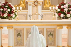 The novice has an additional meditation period before the Blessed Sacrament each day.