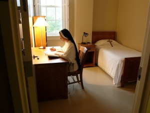 sister studying in her cell
